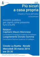 Incontro pubblico per capire come prevenire furti e truffe