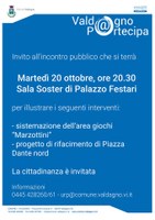 Serata di presentazione dei progetti di sistemazione area giochi "Marzottini" e piazza Dante nord